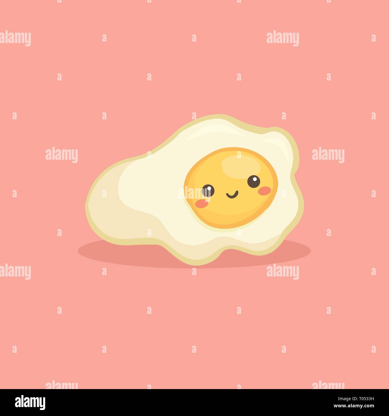 Carino Sunny Side Up uovo fritto il cibo della colazione illustrazione vettoriale personaggio dei fumetti Illustrazione Vettoriale