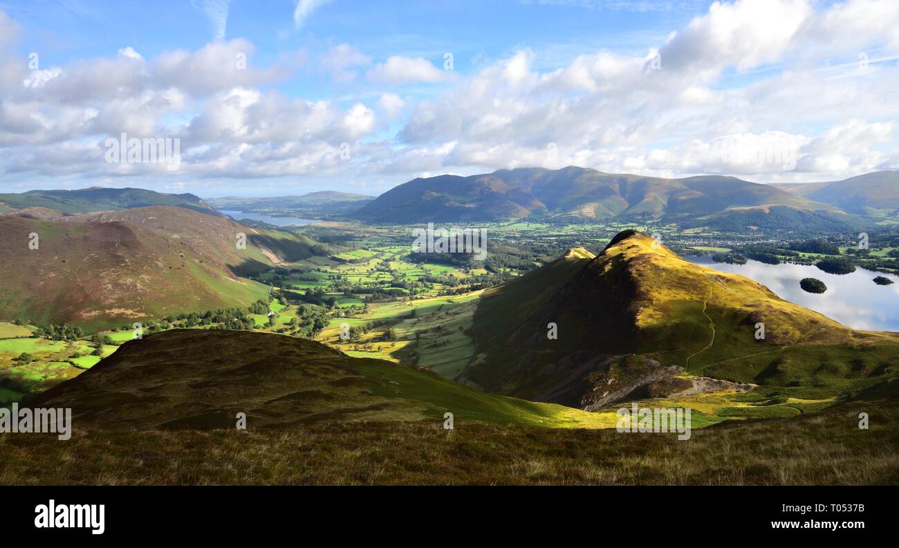 Skiddaw e Blencathra da Maiden Moor Foto Stock