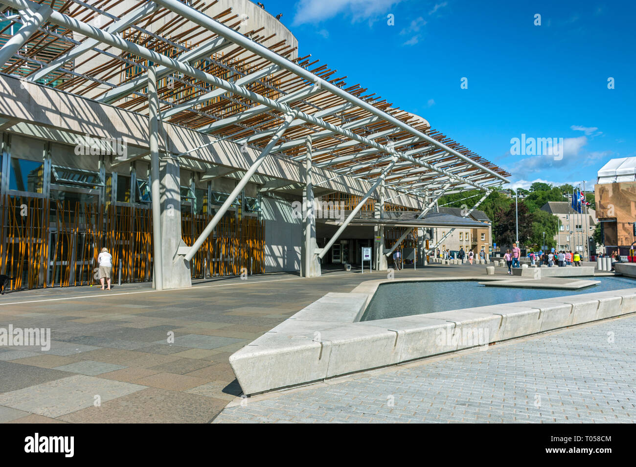 L'edificio del parlamento scozzese (da Enric Miralles 2004), Holyrood, Edimburgo, Scozia, Regno Unito Foto Stock