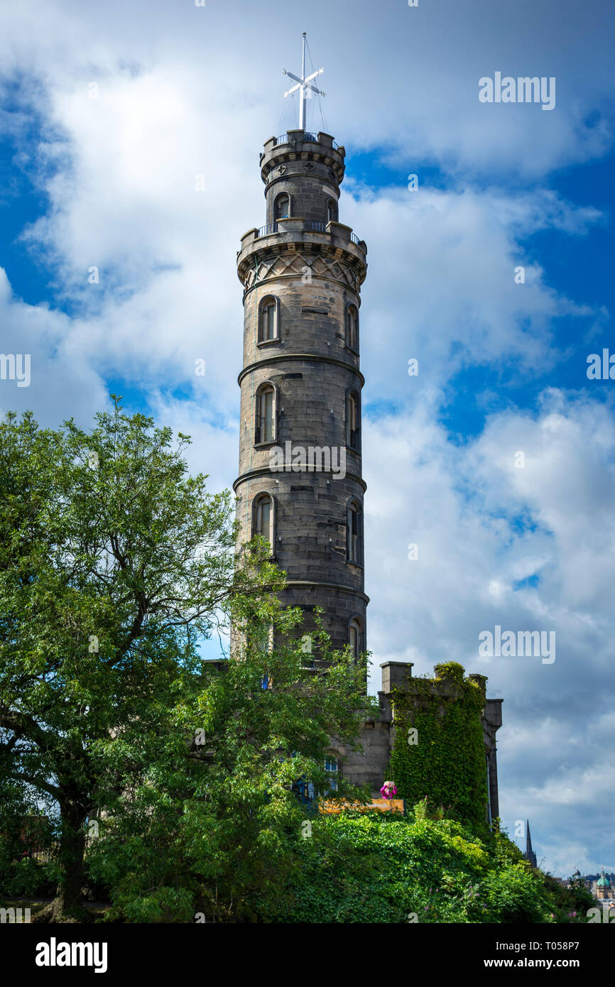 Il Monumento Nelson, Calton Hill, Edimburgo, Scozia, Regno Unito Foto Stock