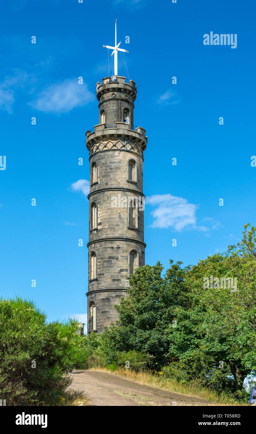 Il Monumento Nelson, Calton Hill, Edimburgo, Scozia, Regno Unito Foto Stock