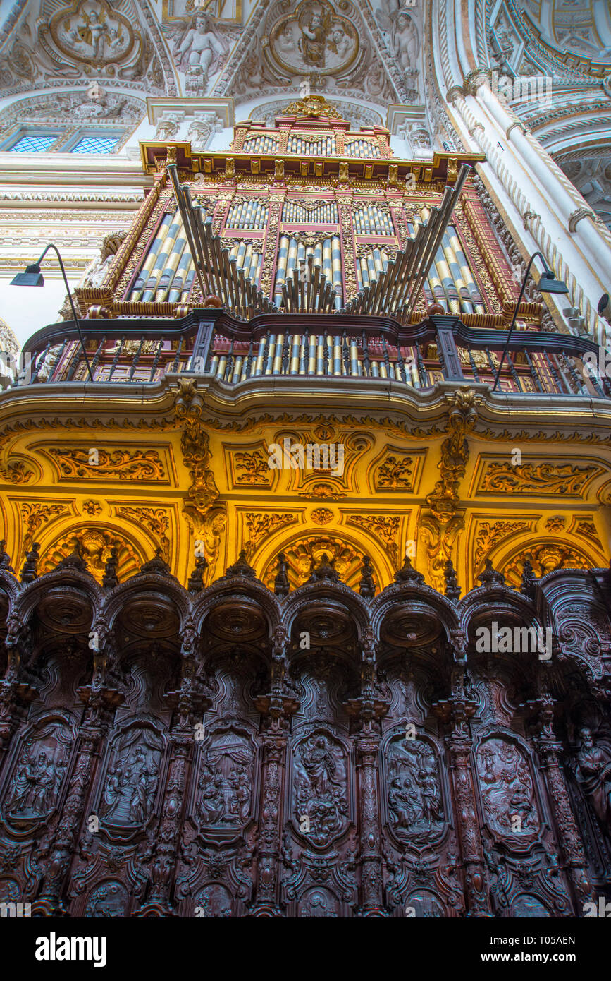 Coro e organo del duomo. Cordoba, Spagna. Foto Stock