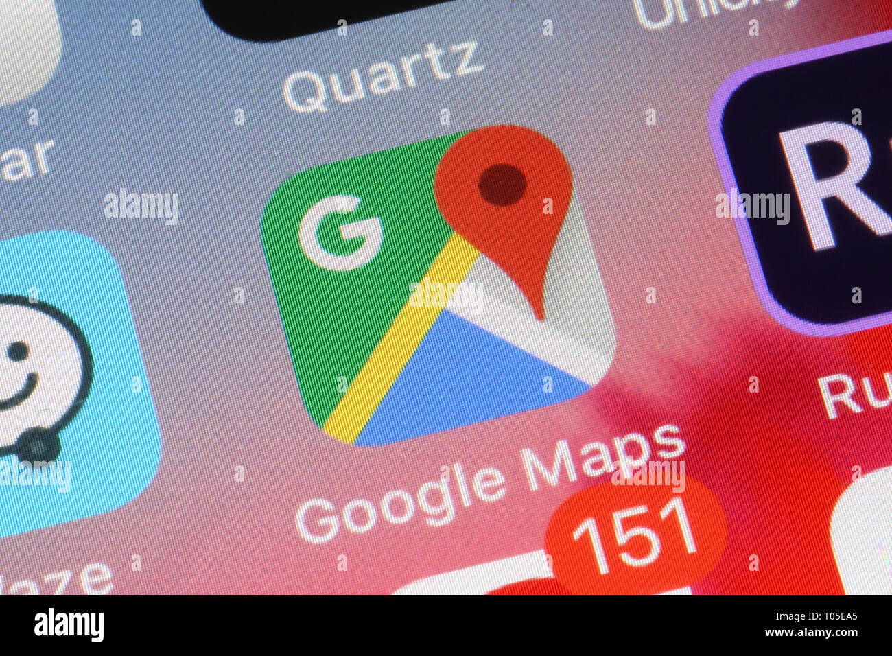 Winnipeg, Manitoba / Canada - Marzo 16, 2019: Close up di Google Maps mobile app logo. Foto Stock