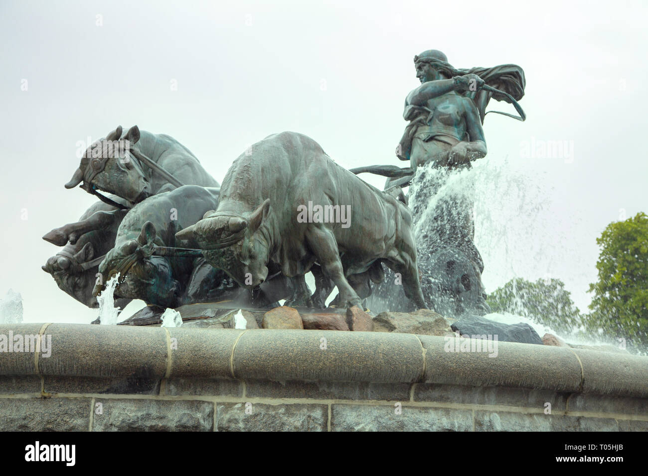 Fontana Gefion, Copenhagen, Danimarca. Vista della famosa Fontana Gefion a Copenaghen. Fontana Gefion è la più grande fontana in Copenhagen. Te Gefion Foto Stock