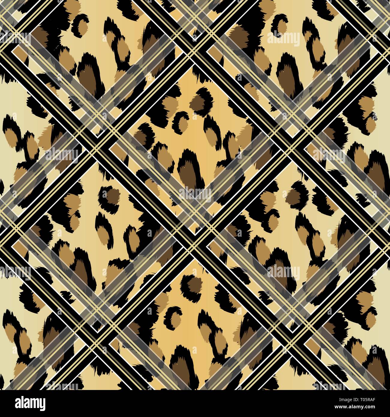 Seamless in finta pelle di leopardo Pattern con nero e macchie marroni.  Illustrazione Vettoriale animale ripetere il disegno superficiale Immagine  e Vettoriale - Alamy