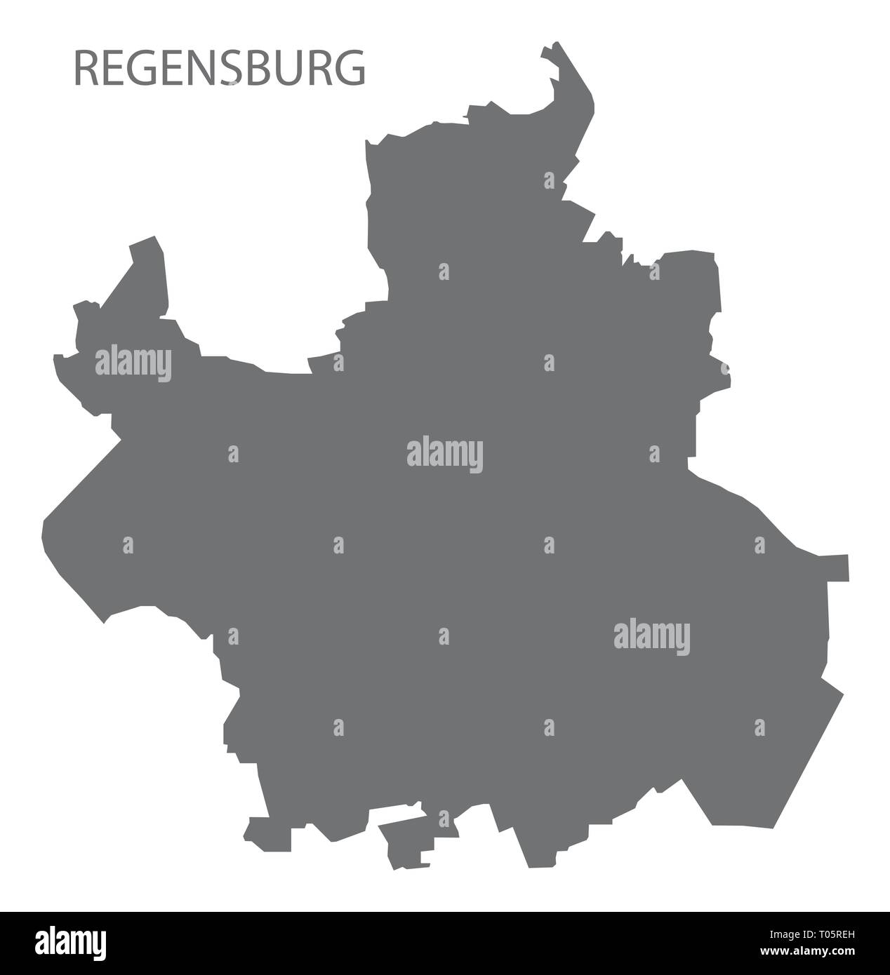 Regensburg City map grigio illustrazione forma silhouette Illustrazione Vettoriale