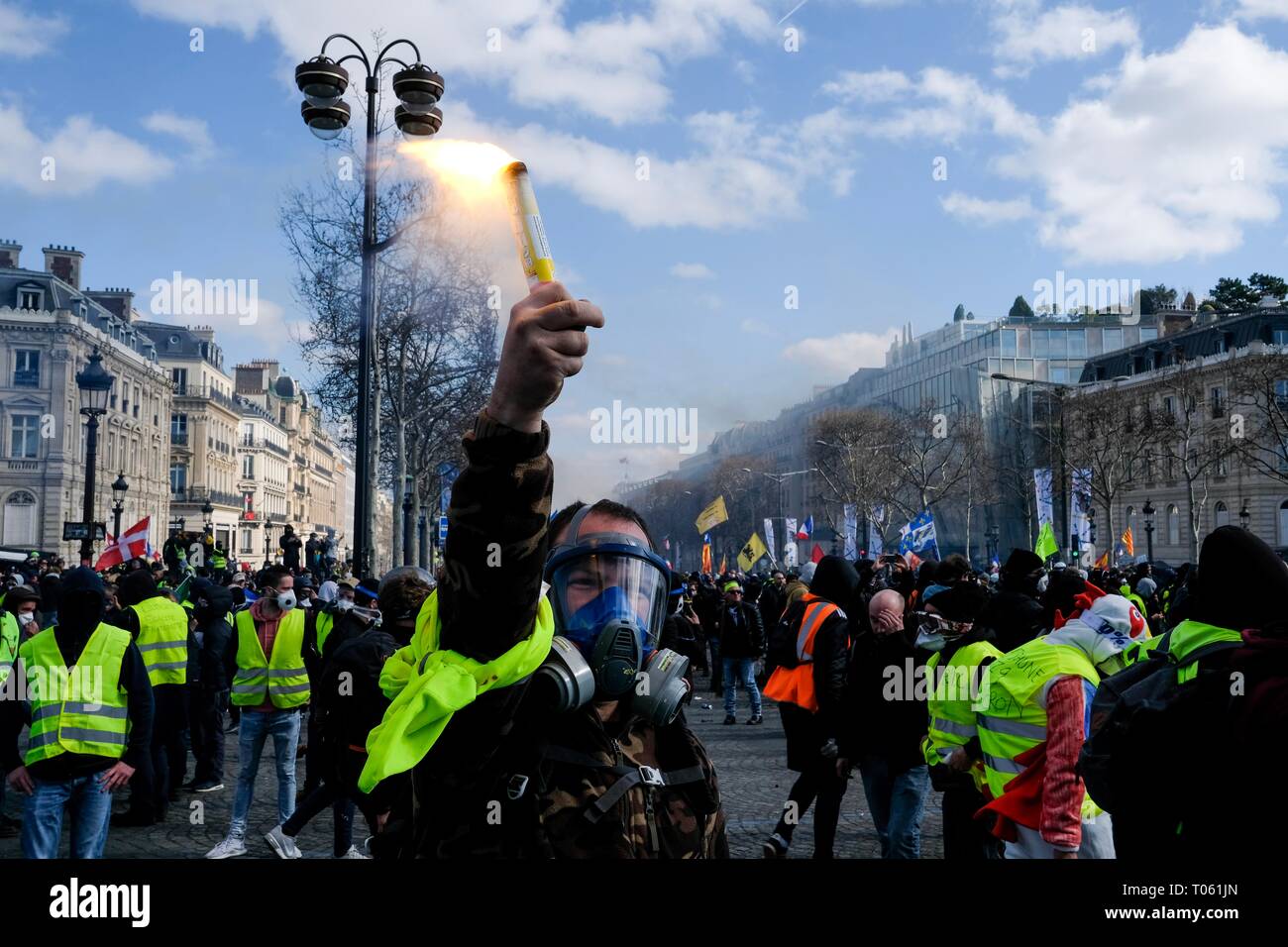 Parigi, Francia. 16 Mar, 2019. 16 marzo 2019. Gilet Jaunes Acte 18, Parigi, Francia Credito: Rokas Juozapavicius/Alamy Live News Foto Stock