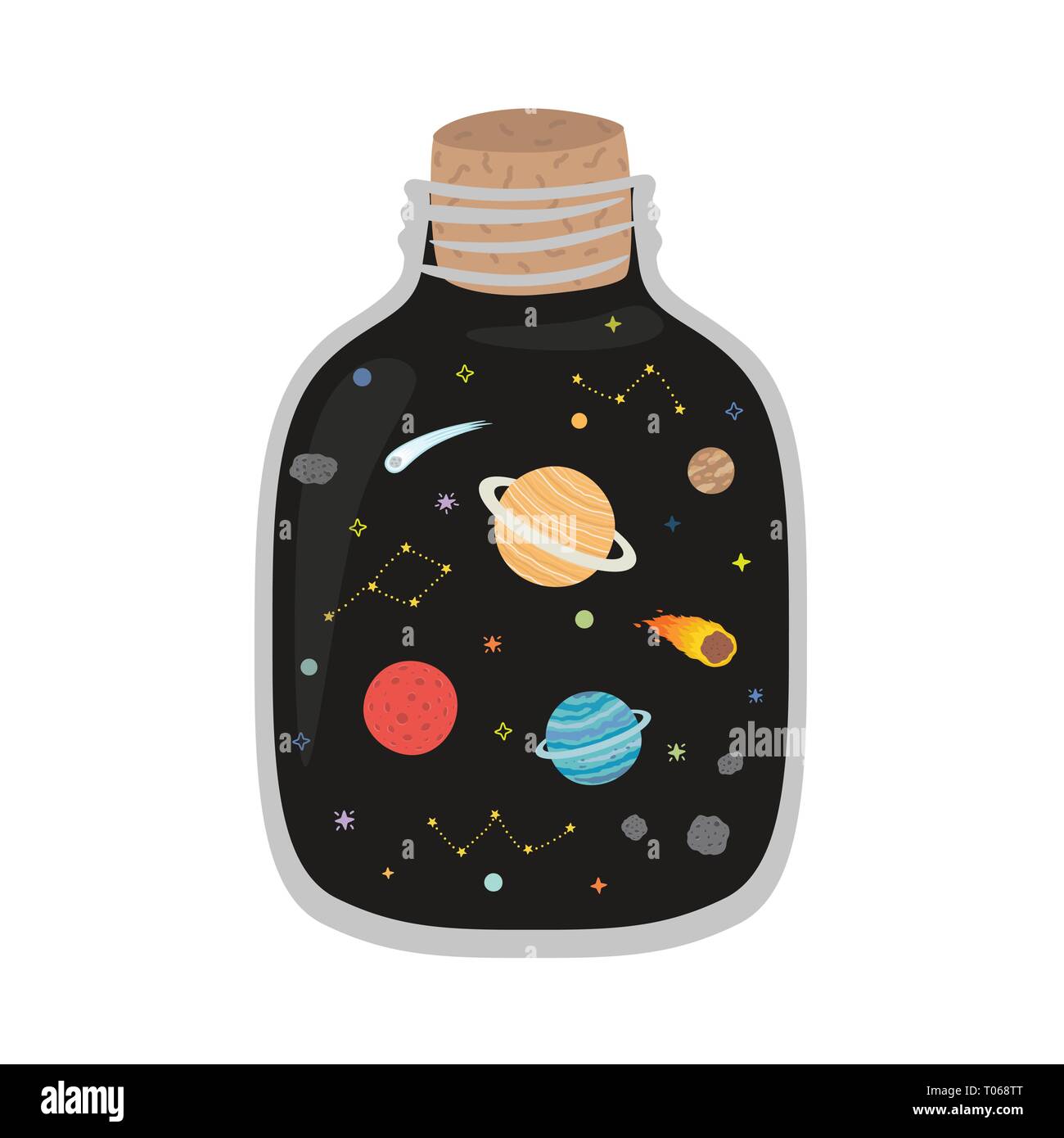 Spazio di Galaxy in vaso. Stampa di vettori Illustrazione Vettoriale