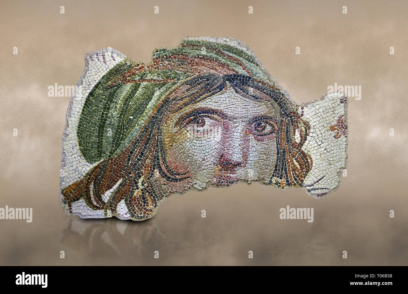 I mosaici romani - i gitani. La casa di Menad. Antica Zeugama, 2° - 3° secolo D.C. . Zeugma Museo del Mosaico, Gaziantep, Turchia. Contro un'arte Foto Stock