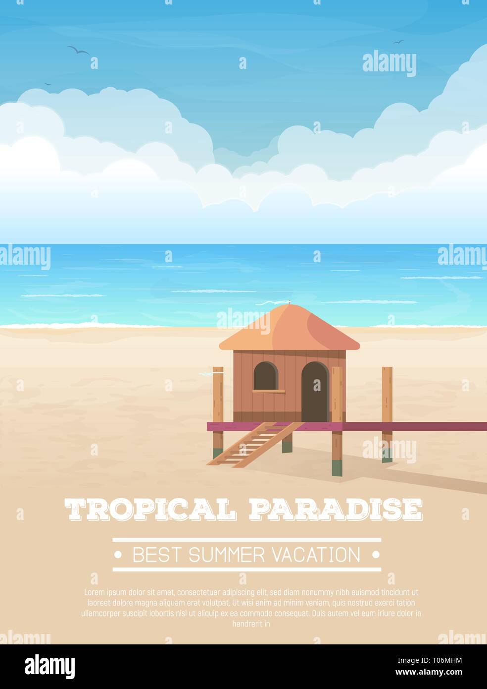 Tropical Beach Vacation banner Illustrazione Vettoriale