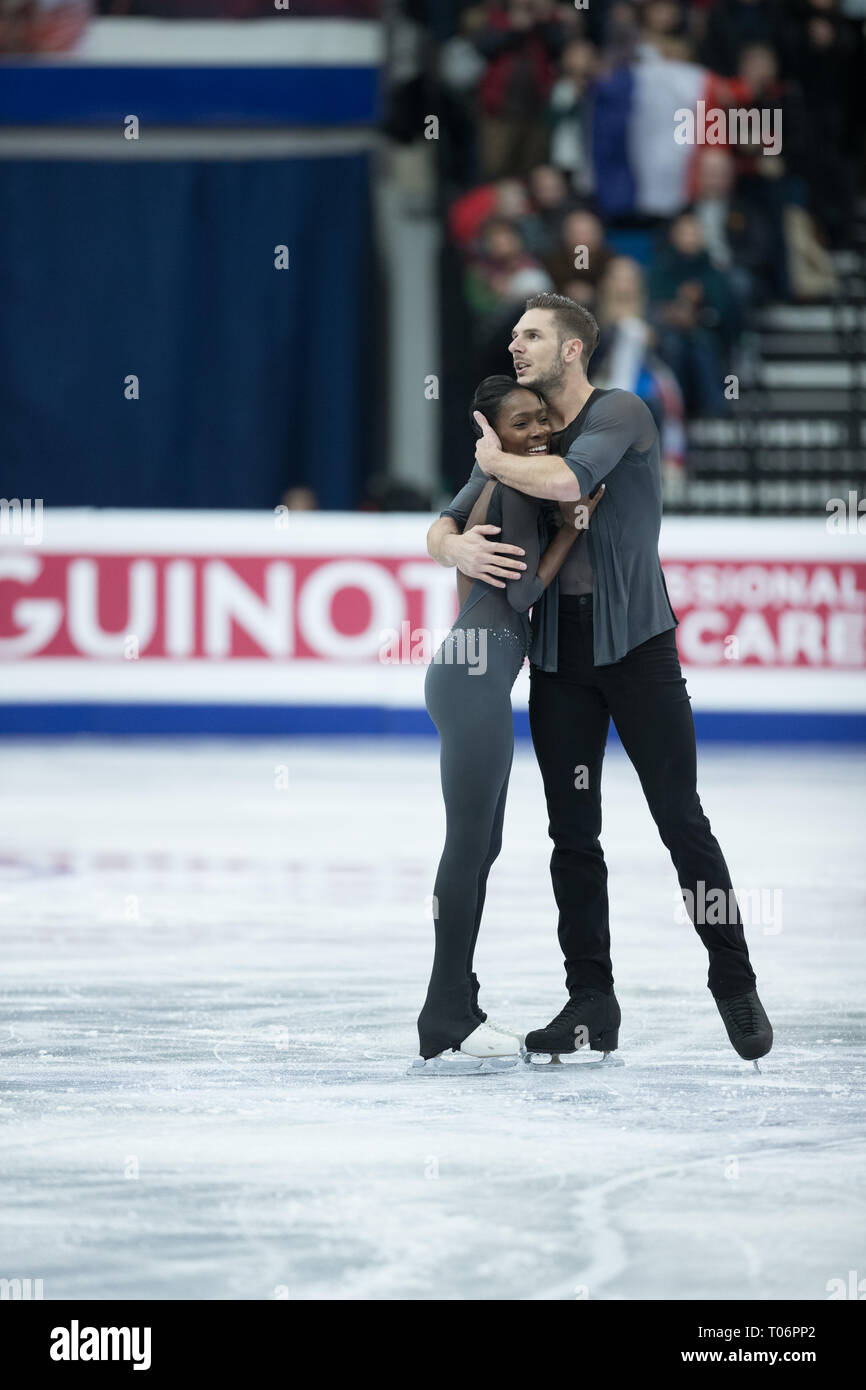 Vanessa James e Morgan Cipres dalla Francia durante il 2019 campionati europei Foto Stock