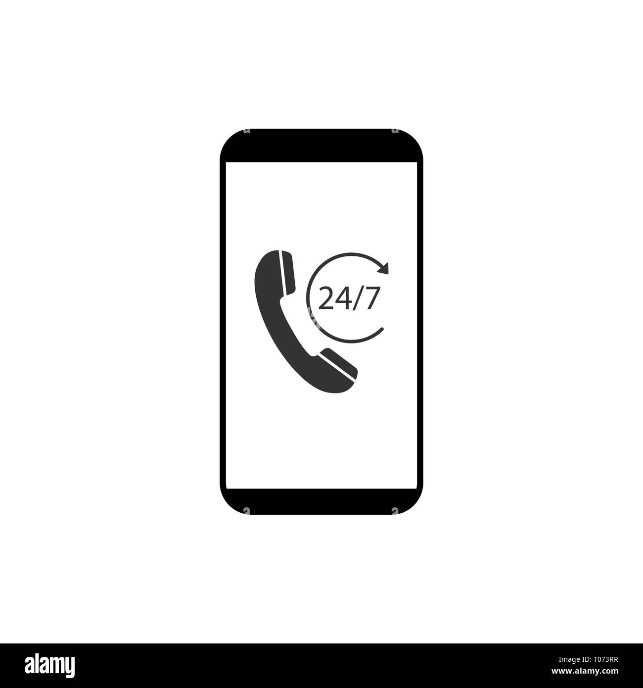 Call center 24-7 icona. Illustrazione Vettoriale, design piatto. Illustrazione Vettoriale