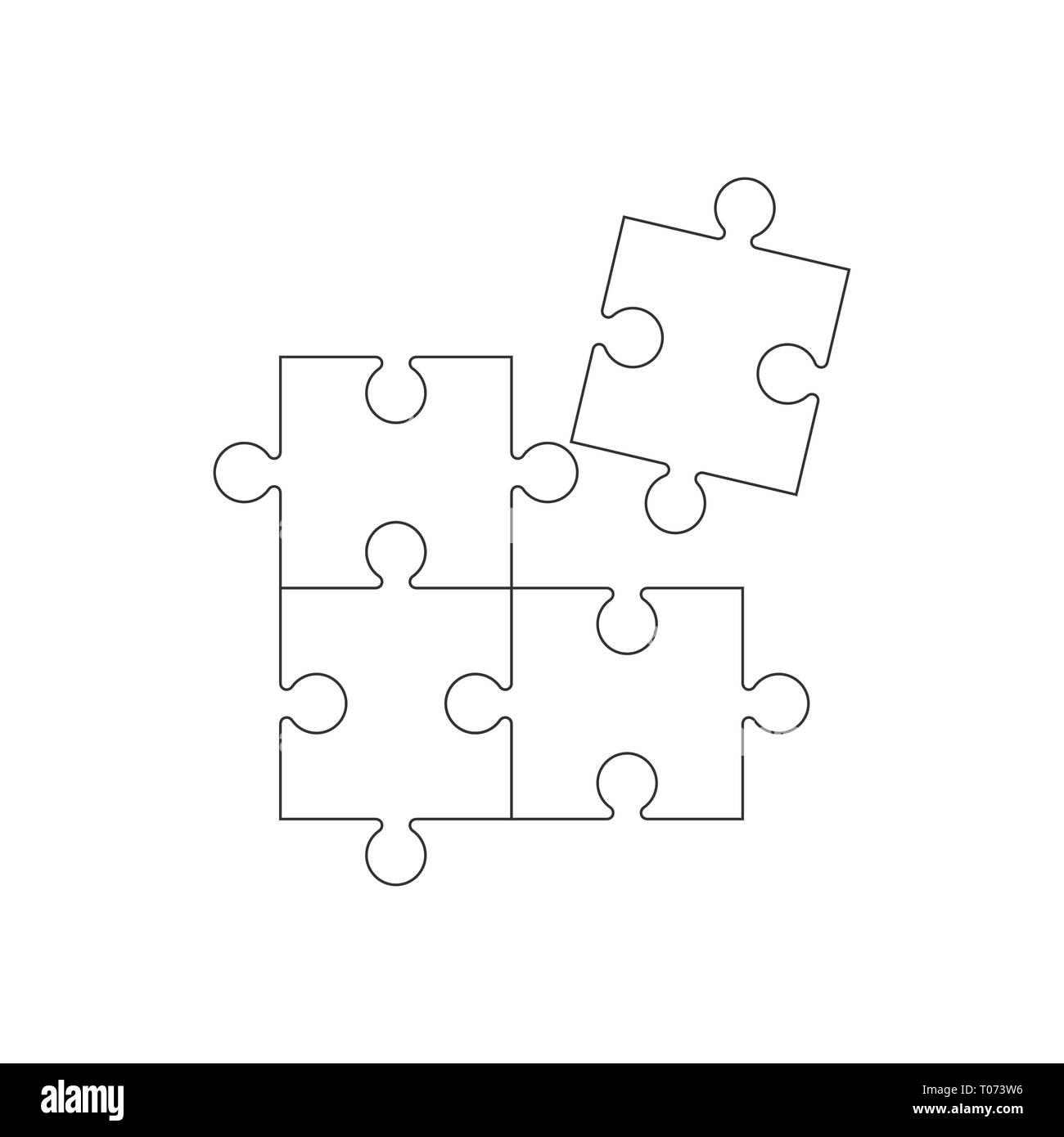 Semplice puzzle icona. Illustrazione Vettoriale, design piatto. Illustrazione Vettoriale