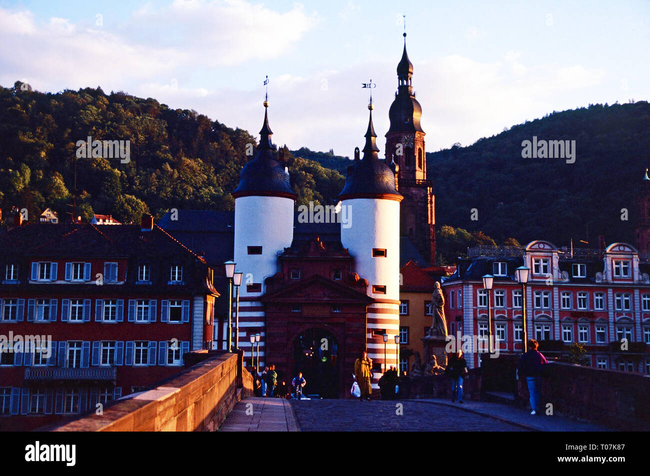 Alte Brucke e city gate,Heidelberg, Germania Foto Stock