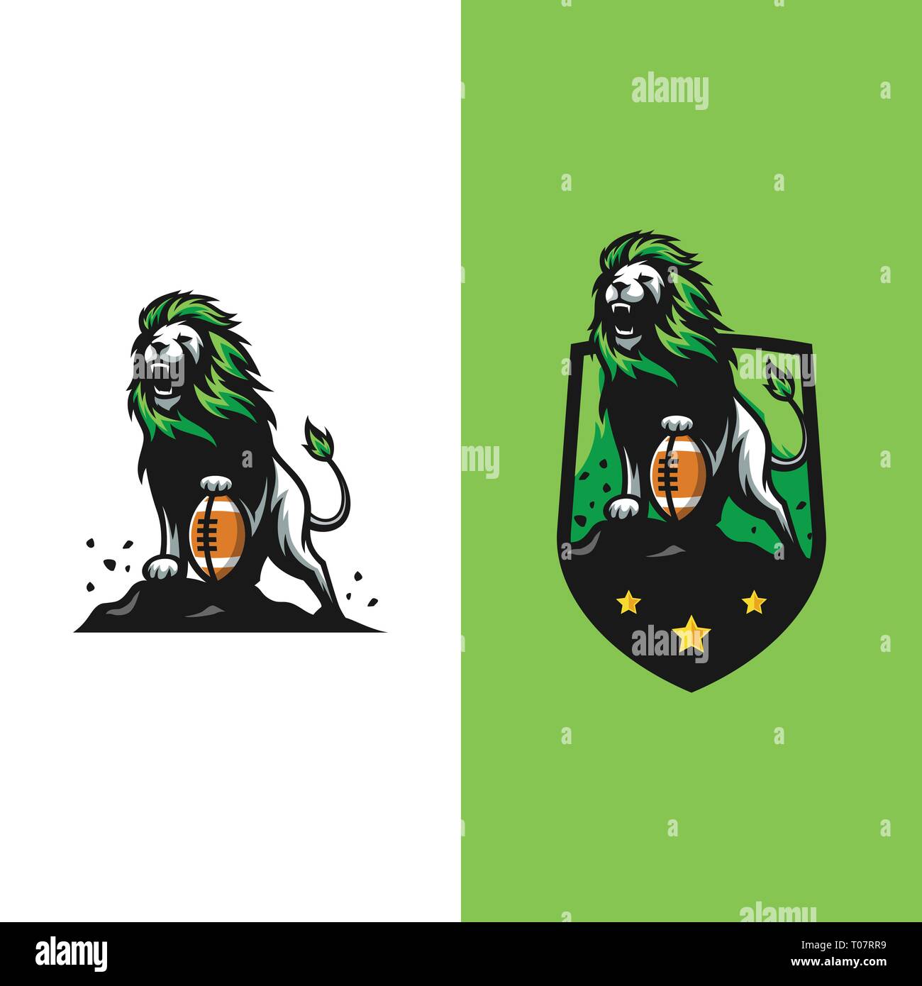 Forte concetto lions illustrazione vettoriale modello di progettazione. Adatto per industria creativa, Multimedia, intrattenimento, educative, Shop, e di qualsiasi relativo Illustrazione Vettoriale