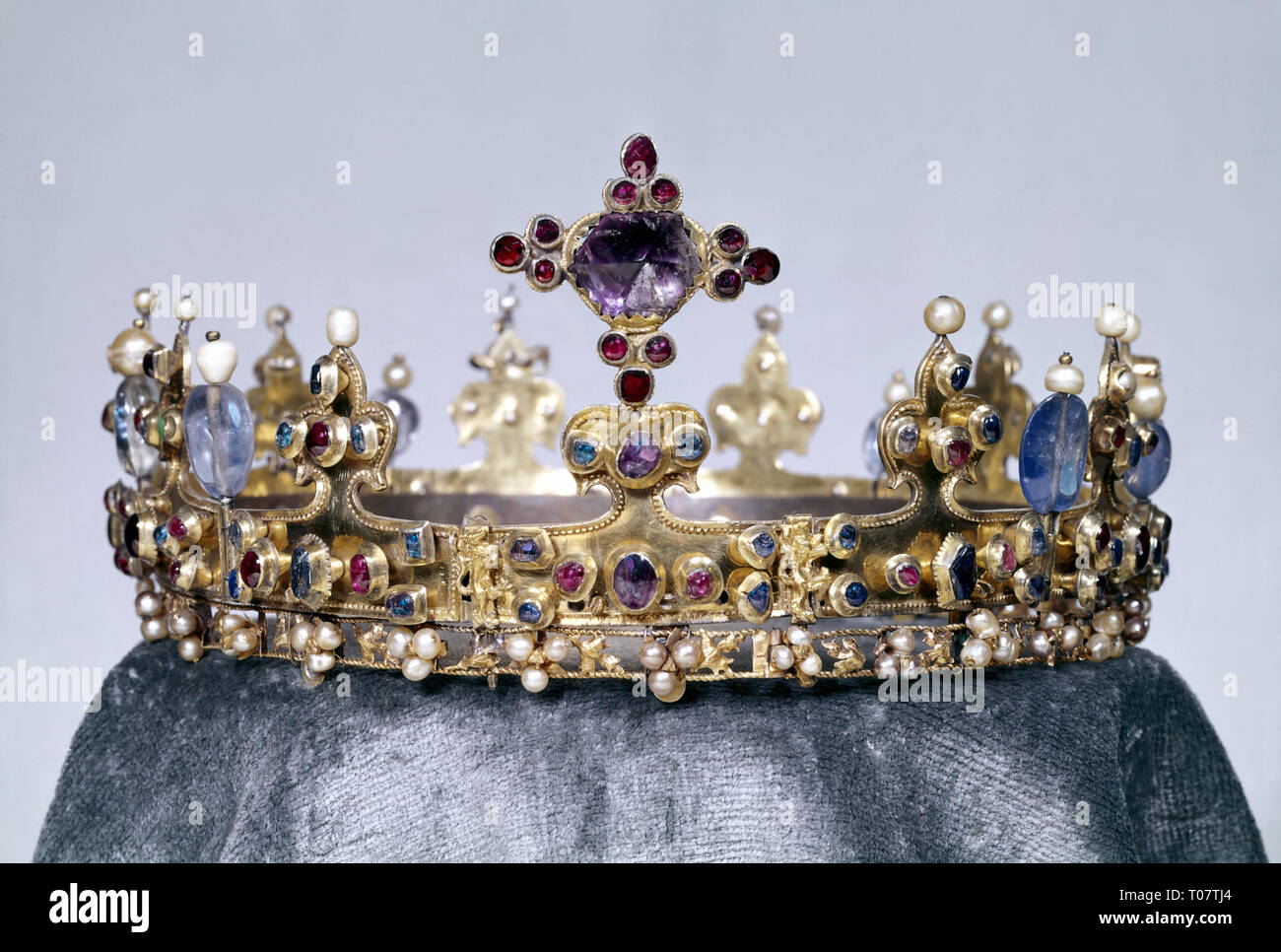 Gioielli, i gioielli della corona, corona, Queen's Crown, Tedesco, intorno al 1350, tesoreria, residence Museum di Monaco di Baviera, Additional-Rights-Clearance-Info-Not-Available Foto Stock