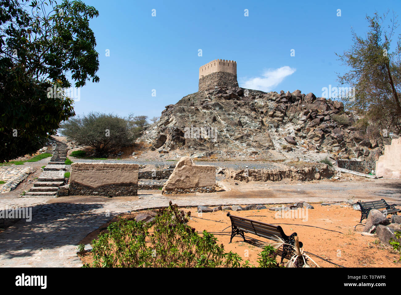Al Bidiyah Fort nell Emirato di Fujairah negli Emirati Arabi Uniti Foto Stock
