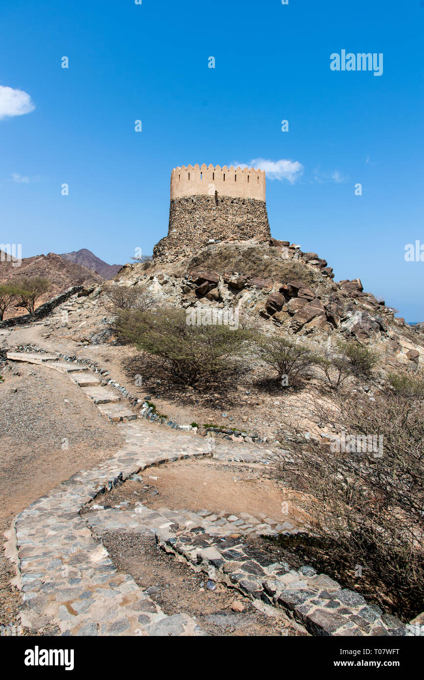 Al Bidiyah Fort nell Emirato di Fujairah negli Emirati Arabi Uniti Foto Stock