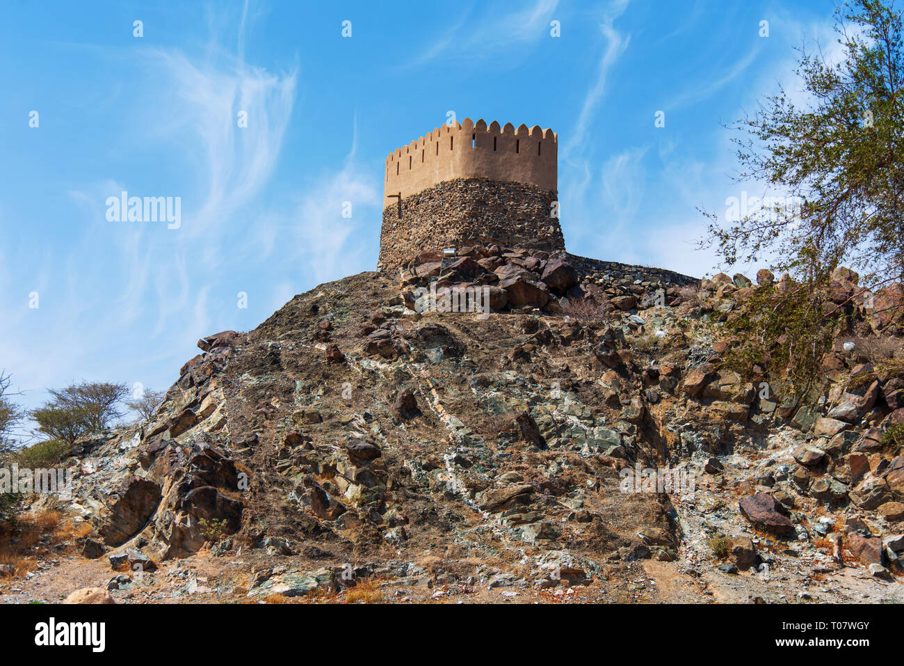 Al Bidiyah Fort nell Emirato di Fujairah negli Emirati Arabi Uniti Foto Stock