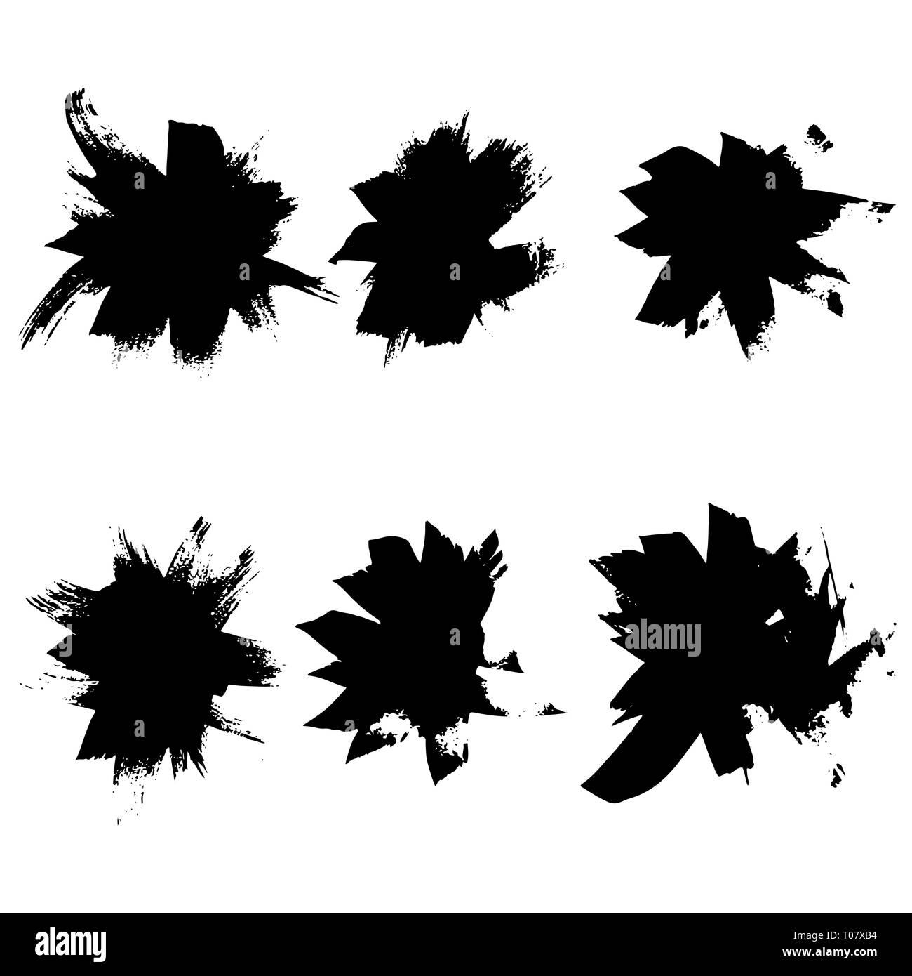 Astratta disegnata a mano inchiostro spazzole a secco insieme. Illustrazione Vettoriale. Illustrazione Vettoriale