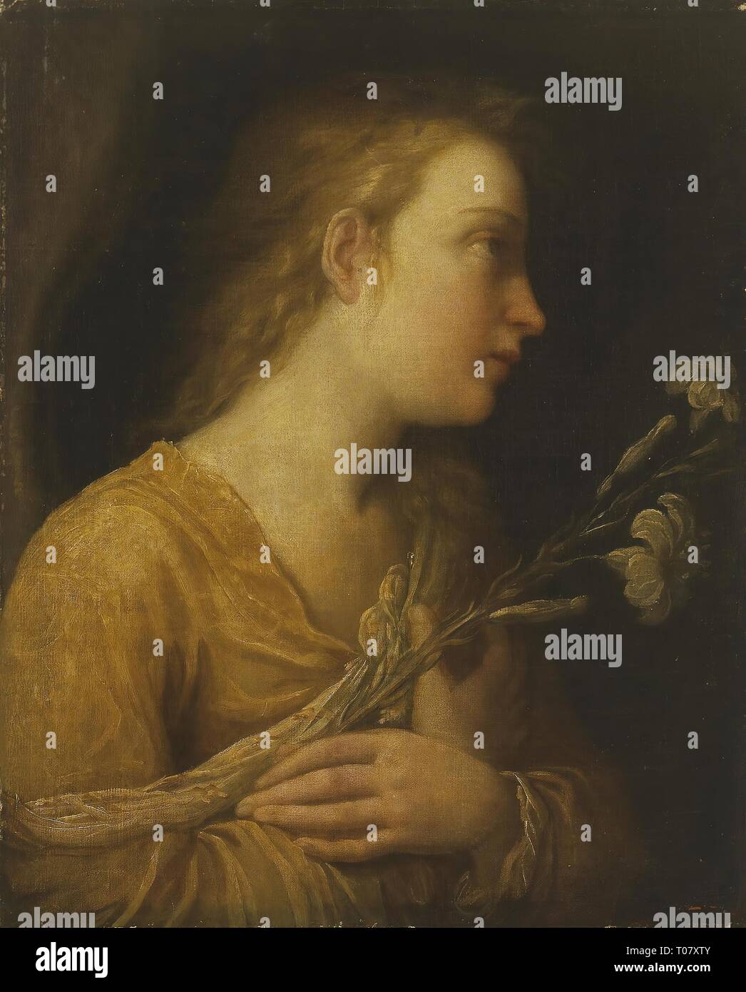 "L Arcangelo Gabriele'. Italia, del XVII secolo. Dimensioni: 56x47 cm. Museo: Membro Hermitage di San Pietroburgo. Autore: artista sconosciuto della scuola di Bologna. Il XVII secolo. Foto Stock