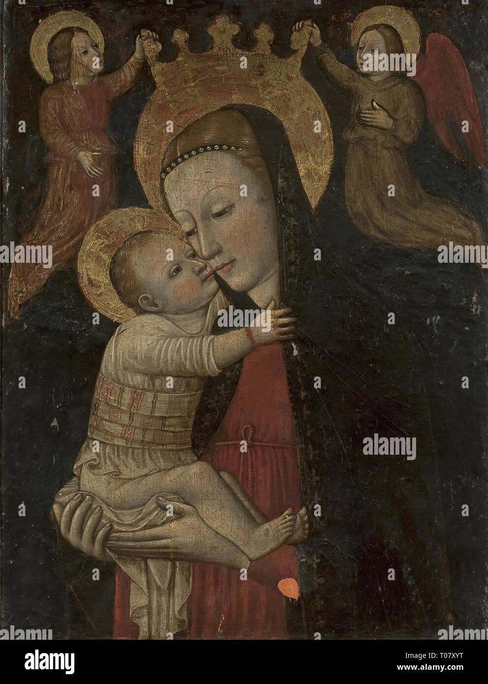 "Madonna con Bambino e angeli'. L'Italia, tardo XV - inizio del XVI secolo. Dimensioni: 52x40 cm (con il framing: 58x46 cm). Museo: Membro Hermitage di San Pietroburgo. Autore: fine del XV e gli inizi del XVI secolo artista sconosciuto della scuola lombarda. Foto Stock