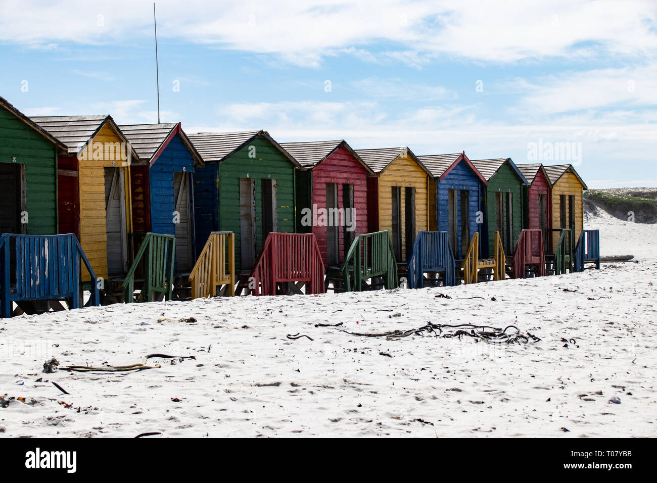 Spiaggia di Muizenberg capanne colorate Foto Stock