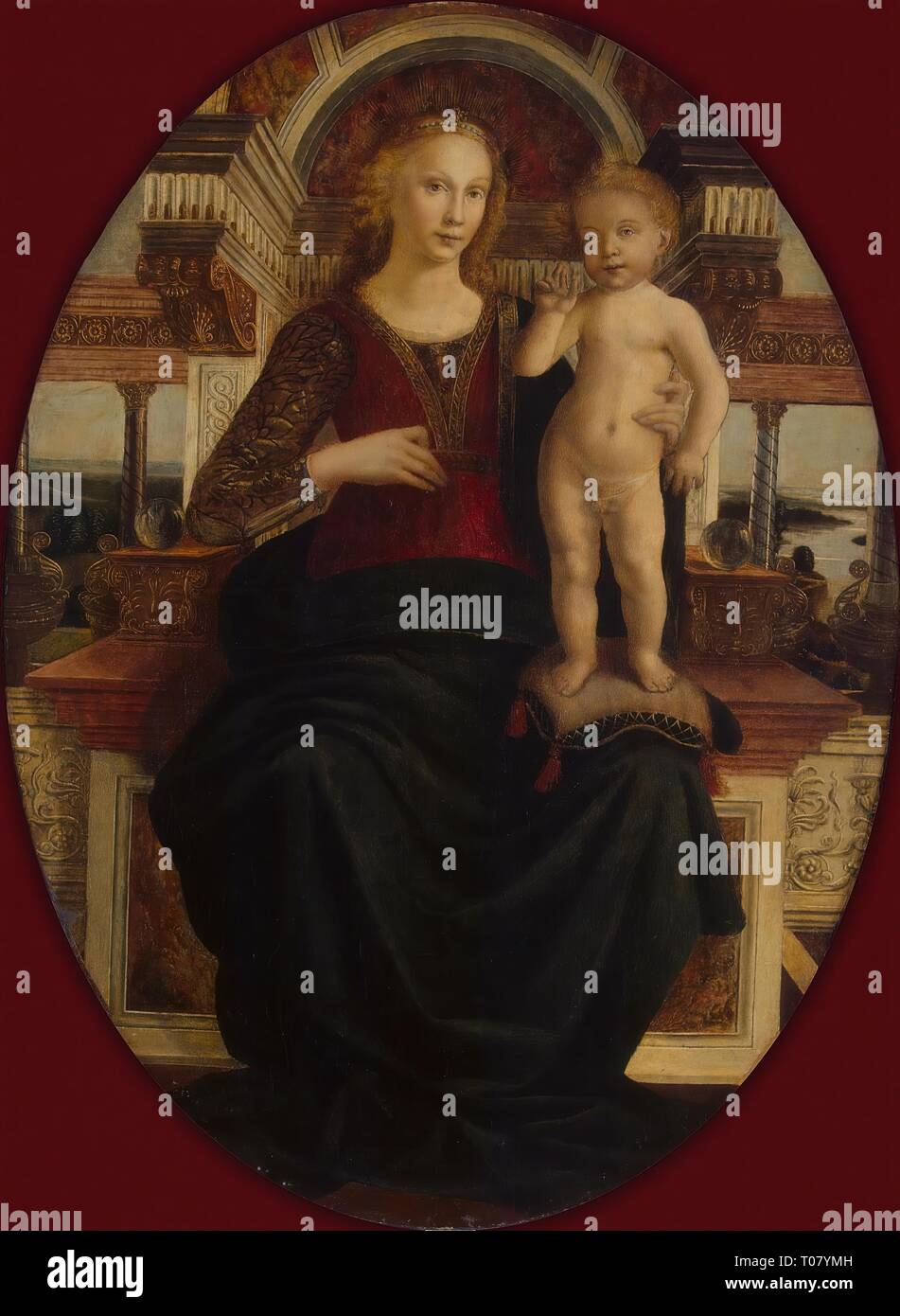 "Madonna e Bambino". L'Italia, non prima del 1470. Dimensioni: 75x54 cm. Museo: Membro Hermitage di San Pietroburgo. Autore: Andrea del Verrocchio (scuola di). Foto Stock