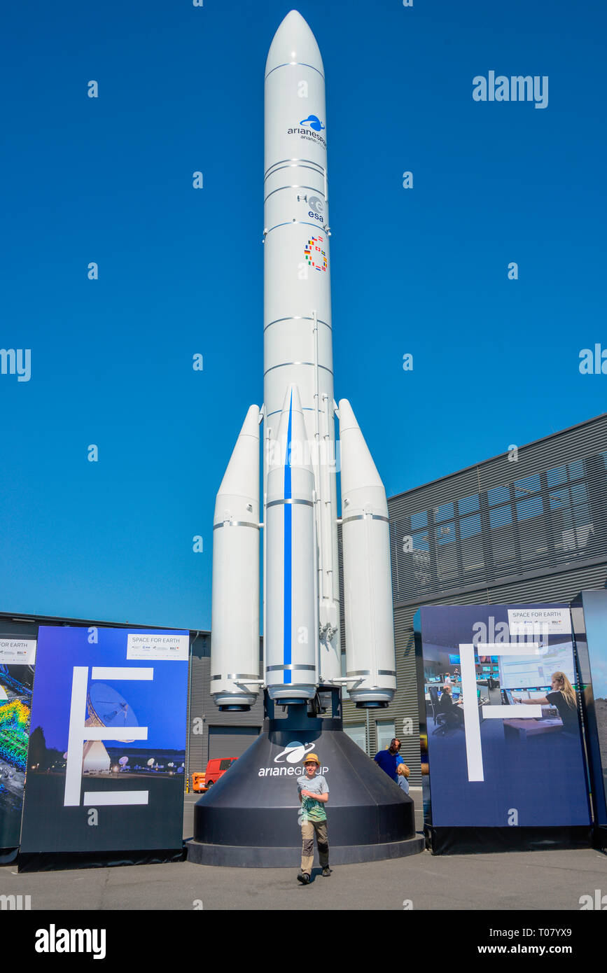 Modell Ariane 6, ILA 2018, Schoenefeld, Brandeburgo, Deutschland Foto Stock