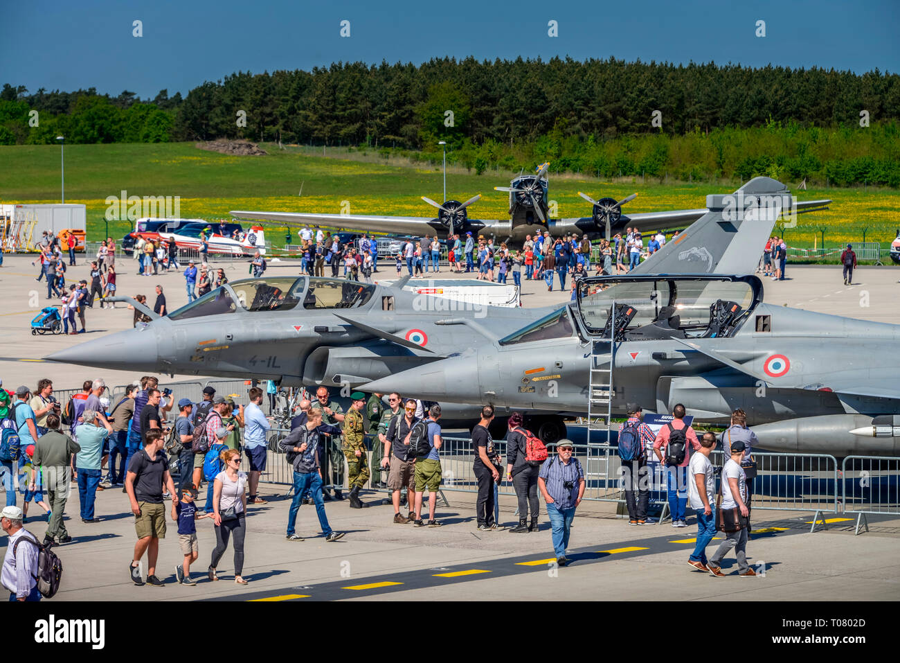 Dassault Rafale, Freiflaeche, Besucher, ILA 2018, Schoenefeld, Brandeburgo, Deutschland Foto Stock
