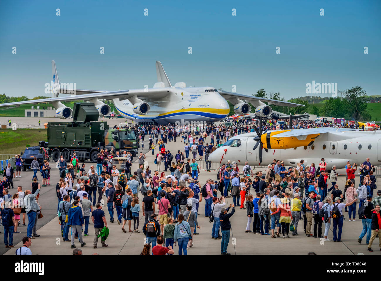Freiflaeche, Besucher, Antonov 225, ILA 2018, Schoenefeld, Brandeburgo, Deutschland Foto Stock