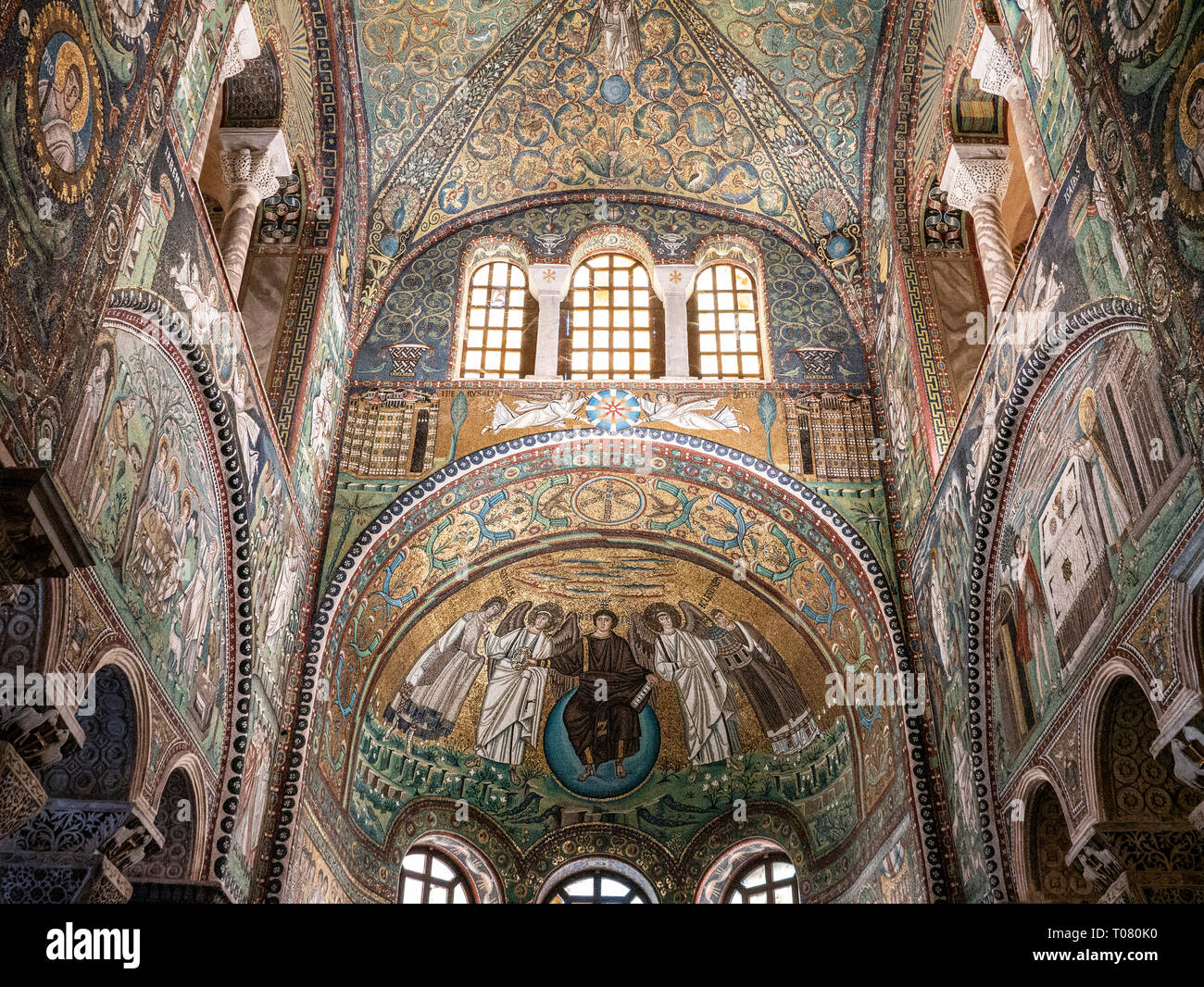 L'Italia, Emilia Romagna, Ravenna, mosaici bizantini della Basilica di San Vitale Foto Stock