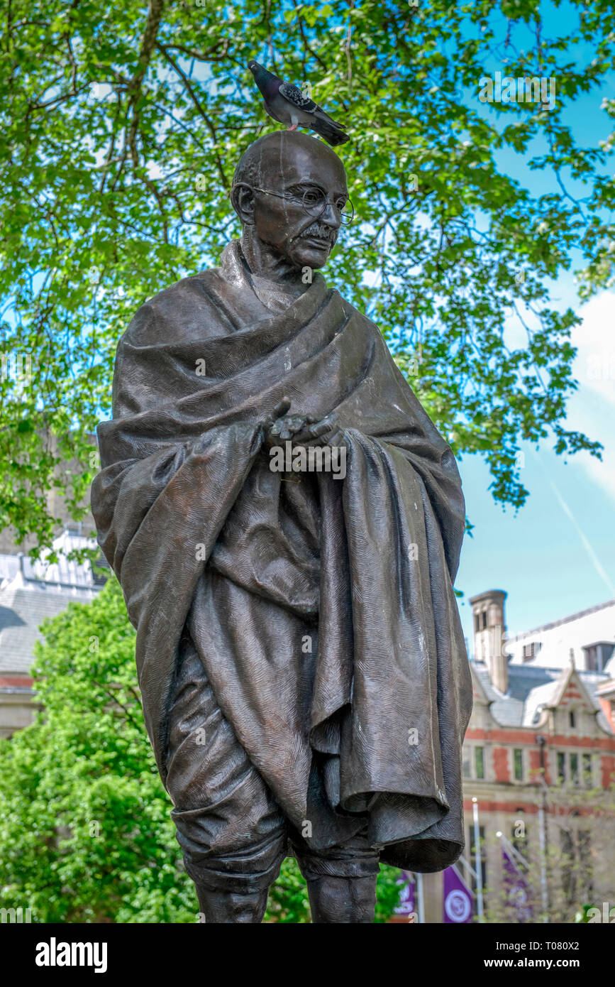 Memorial Mahatma Gandhi, Piazza del Parlamento, Londra, Inghilterra, Grossbritannien Foto Stock