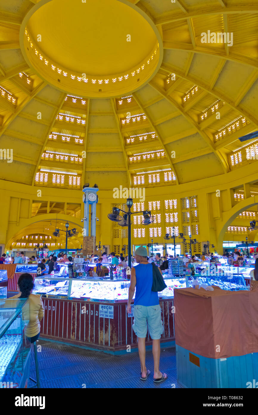 Mercato Centrale di Phnom Penh, Cambogia, Asia Foto Stock