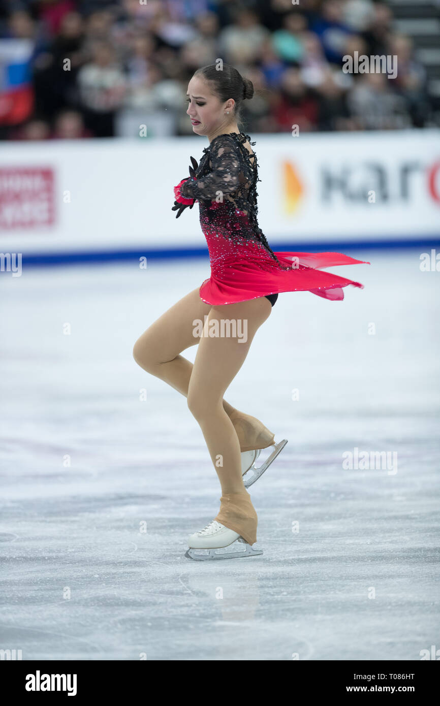 Alina Zagitova dalla Russia durante il 2019 campionati europei Foto Stock