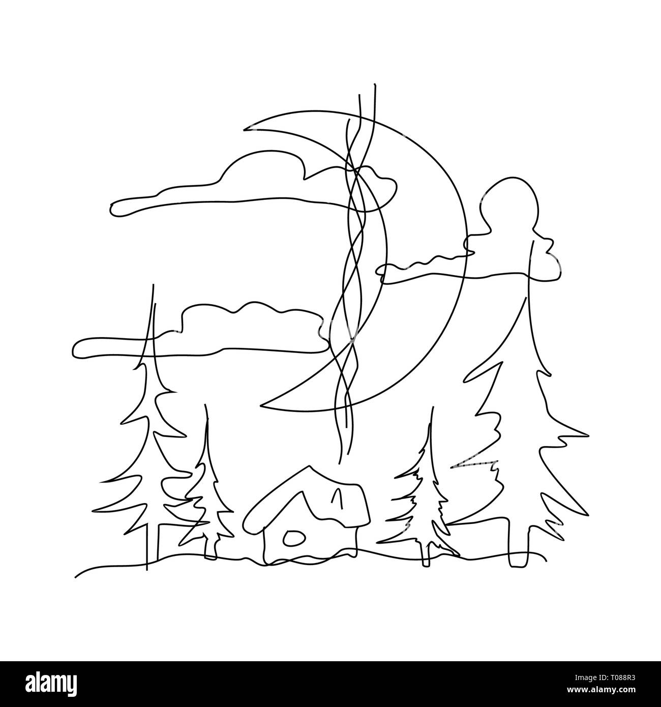 Disegnata a mano paesaggio Illustrazione Vettoriale