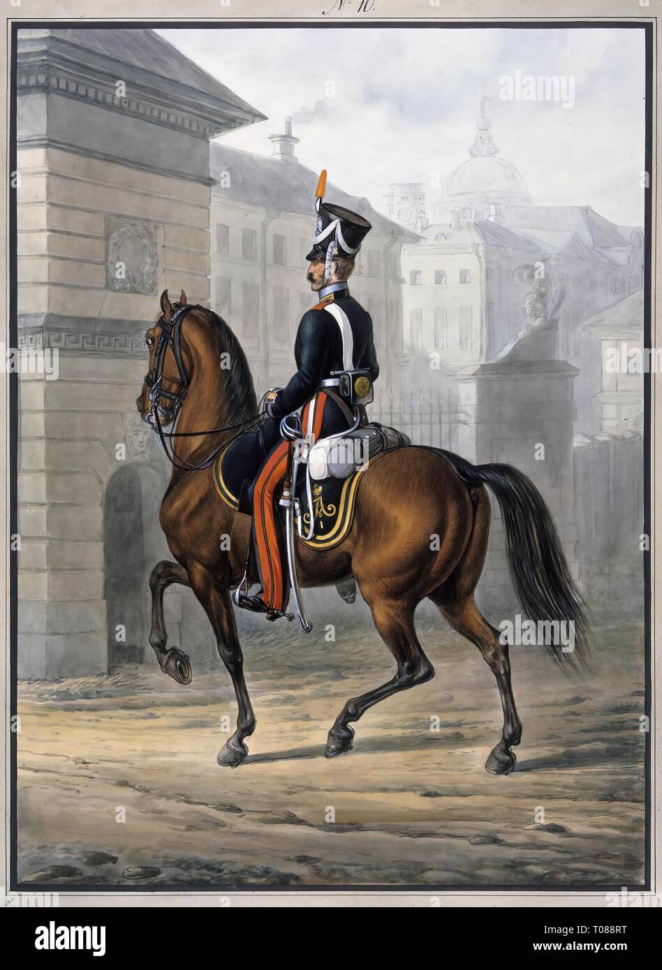 "Non-Commissioned Officer del cavallo Life-Guards Pioneer Squadron'. Russia, 1819. Dimensioni: 49,7x38,5 cm. Museo: Membro Hermitage di San Pietroburgo. Autore: Alexander Sauerweid. Foto Stock