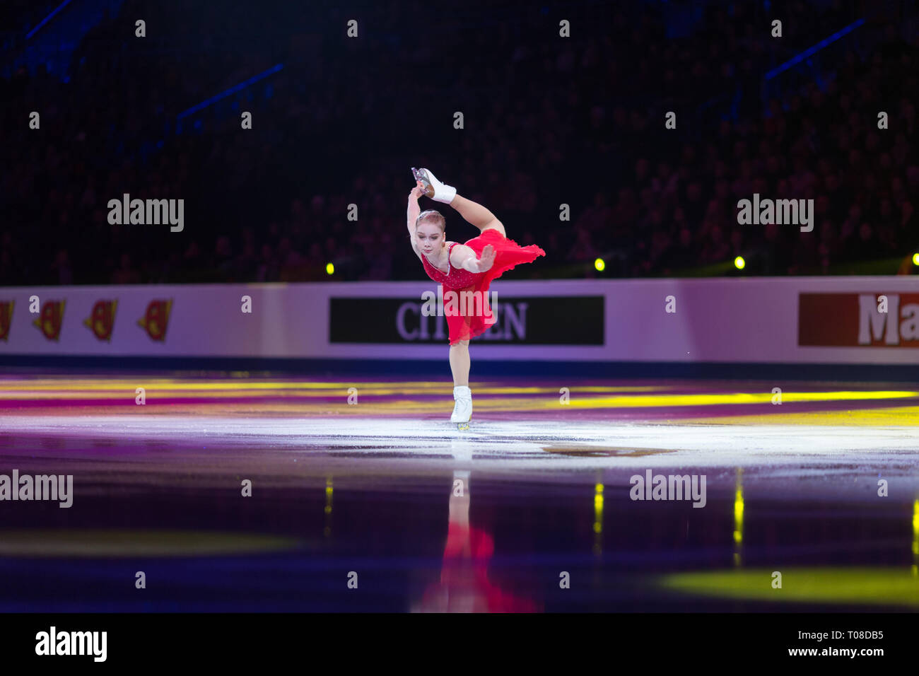 Viveca Lindfors dalla Finlandia durante il 2019 Europei di pattinaggio di figura campionati di gala di esposizioni Foto Stock