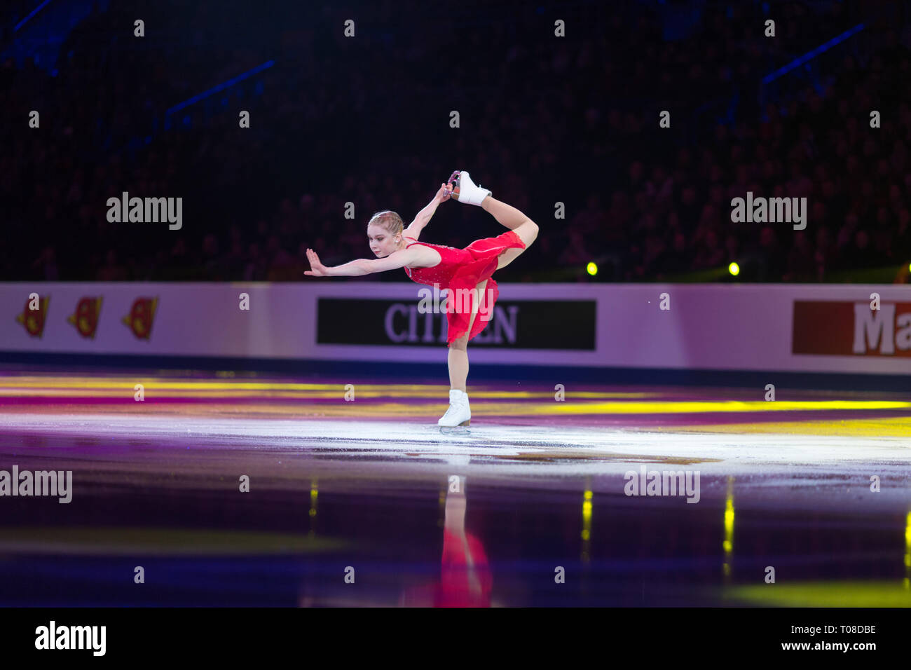 Viveca Lindfors dalla Finlandia durante il 2019 Europei di pattinaggio di figura campionati di gala di esposizioni Foto Stock