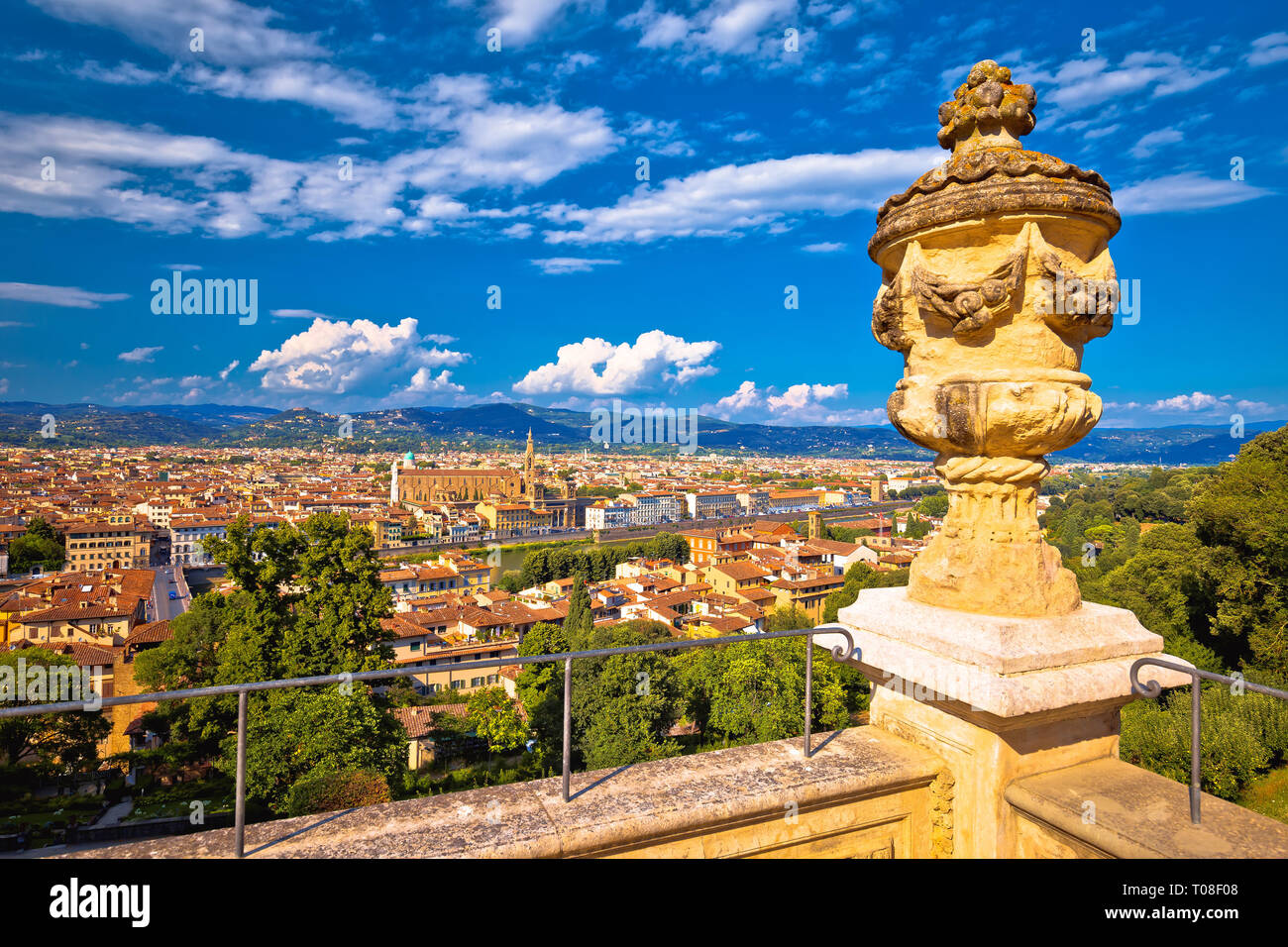 Città di antenna di Firenze centro storico vista, Regione Toscana Italia Foto Stock