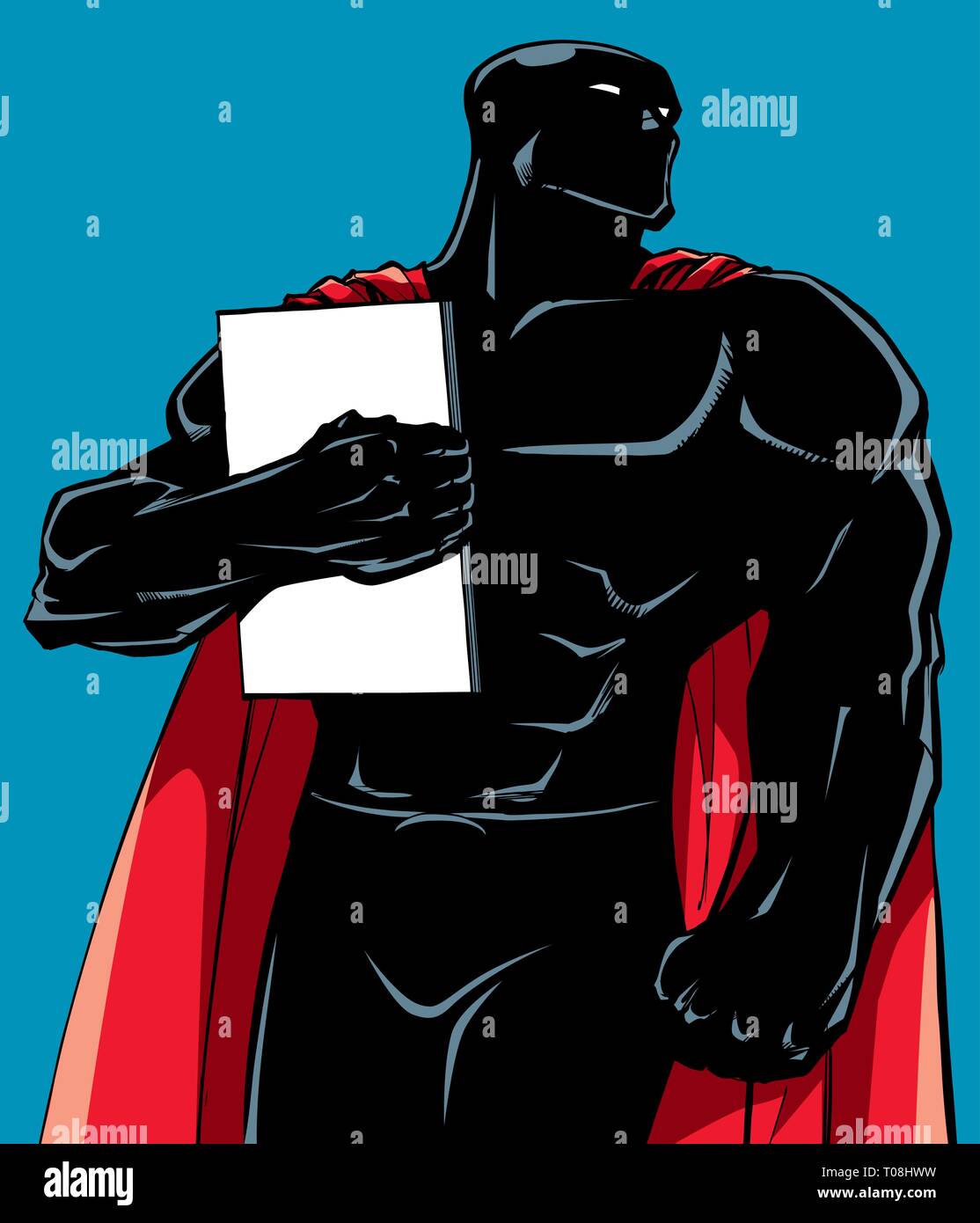 Superhero Holding Book silhouette Illustrazione Vettoriale