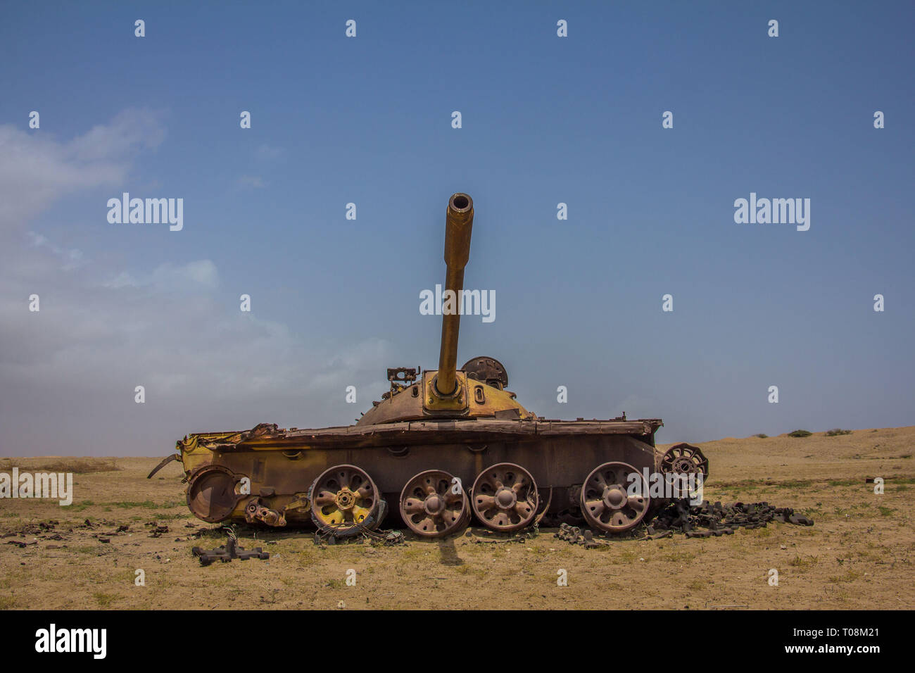 Vecchio carro armato di battaglia, Massawa, Eritrea Foto Stock