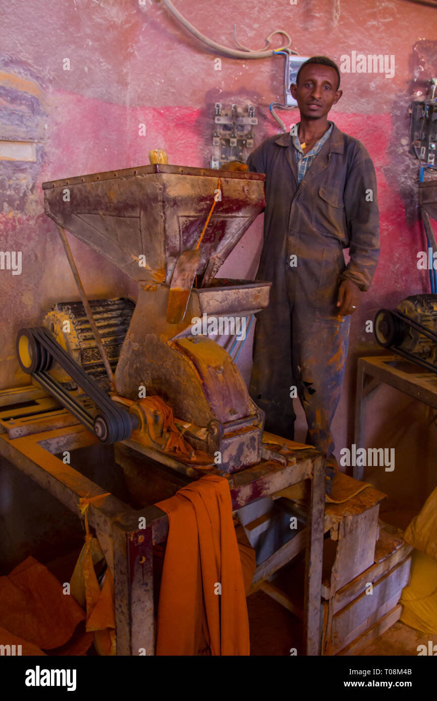 Mercato delle spezie Asmara Medeber, Eritrea, mercato delle spezie Foto Stock