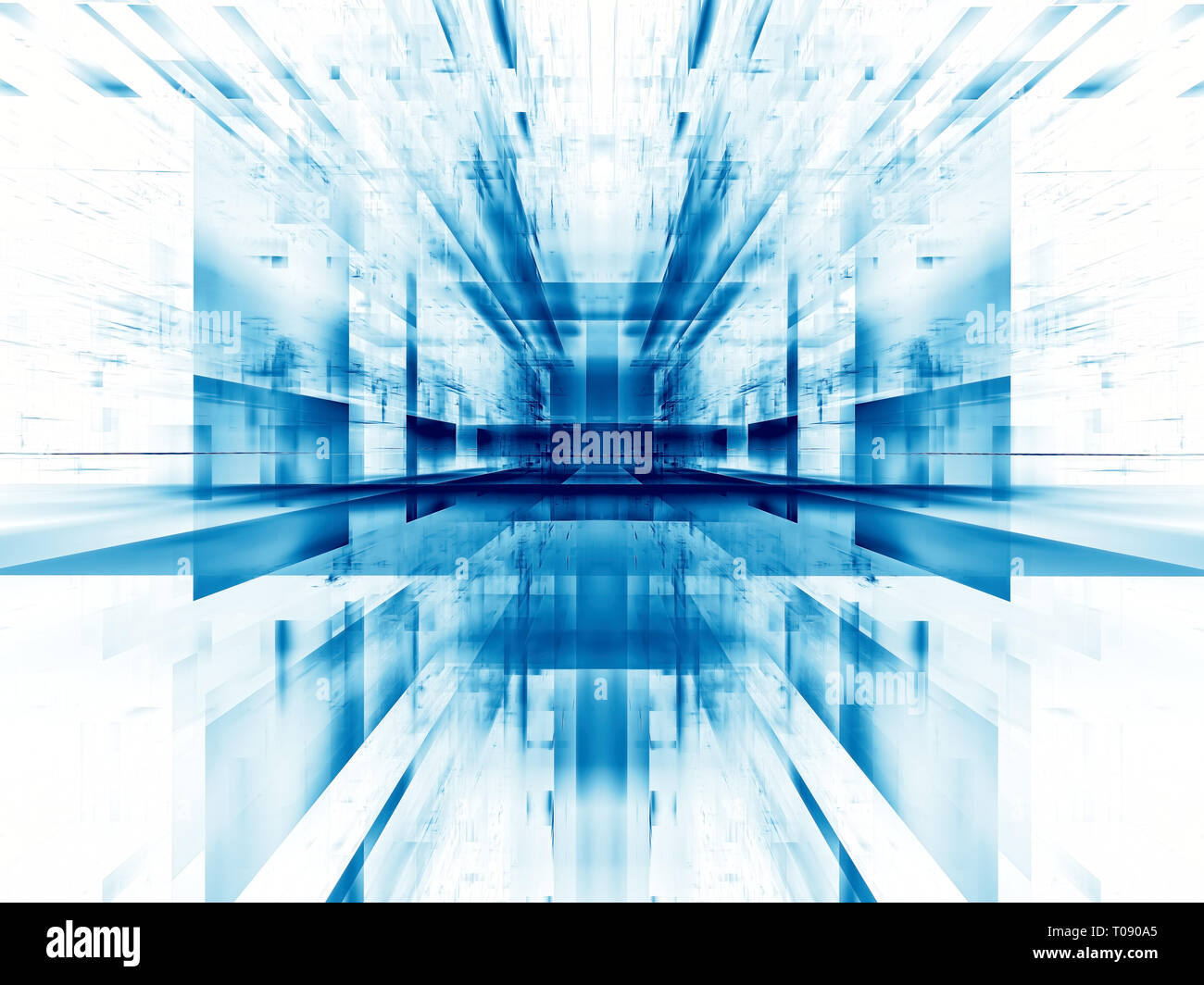 Bianco e blu concetto sfondo tech - abstract generati digitalmente immagine Foto Stock