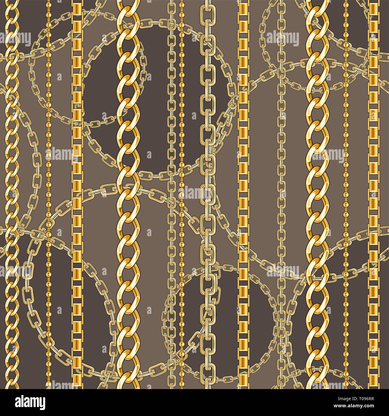 Modello senza soluzione di continuità con le cinghie, catena luminosa sulla pelle di animale sfondo per tessuto. Alla moda di ripetere la stampa. Illustrazione Vettoriale