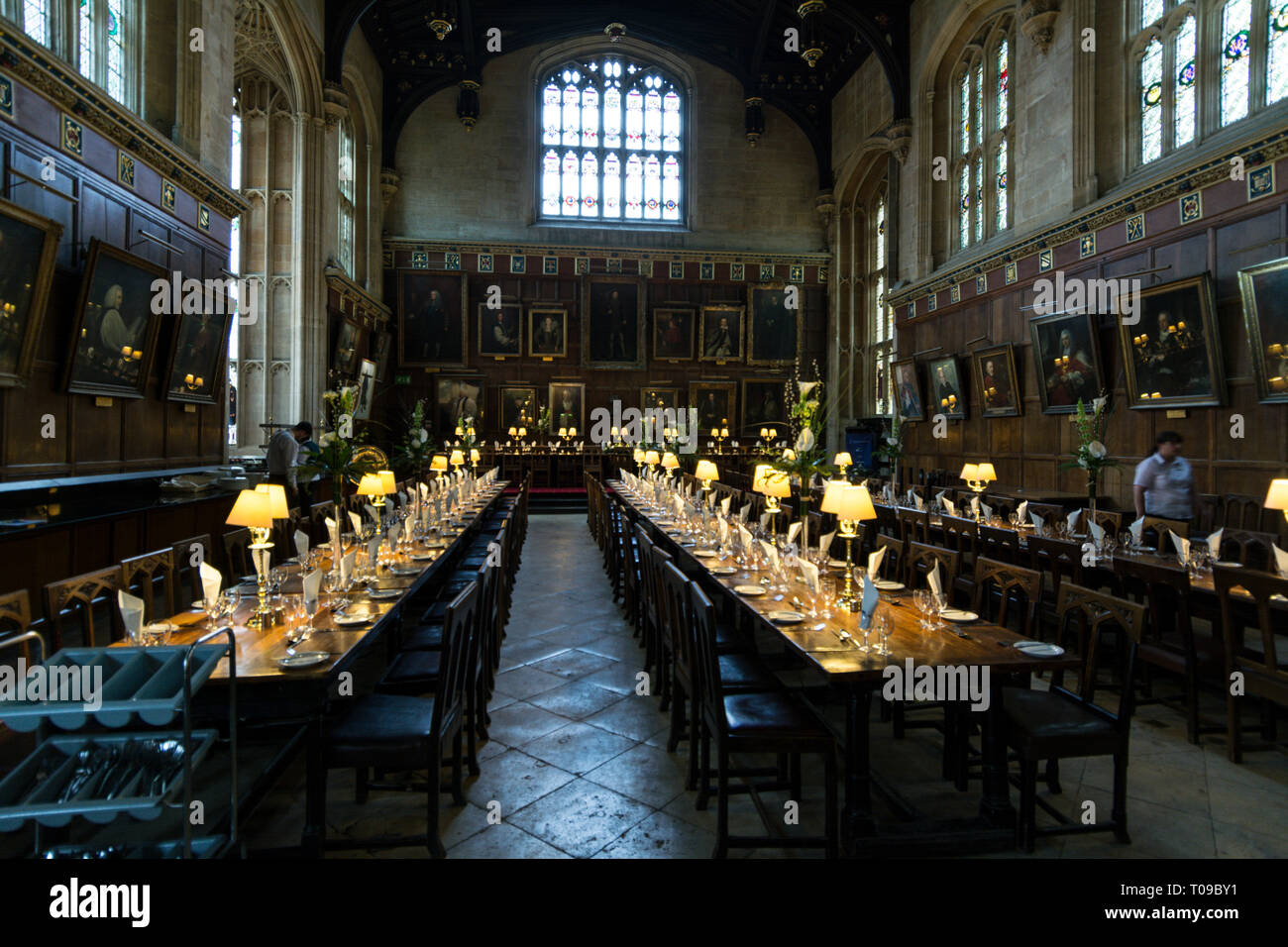 La sala da pranzo del Christ Church College di St. Aldates Street, Oxford, Oxfordshire,la Gran Bretagna Foto Stock