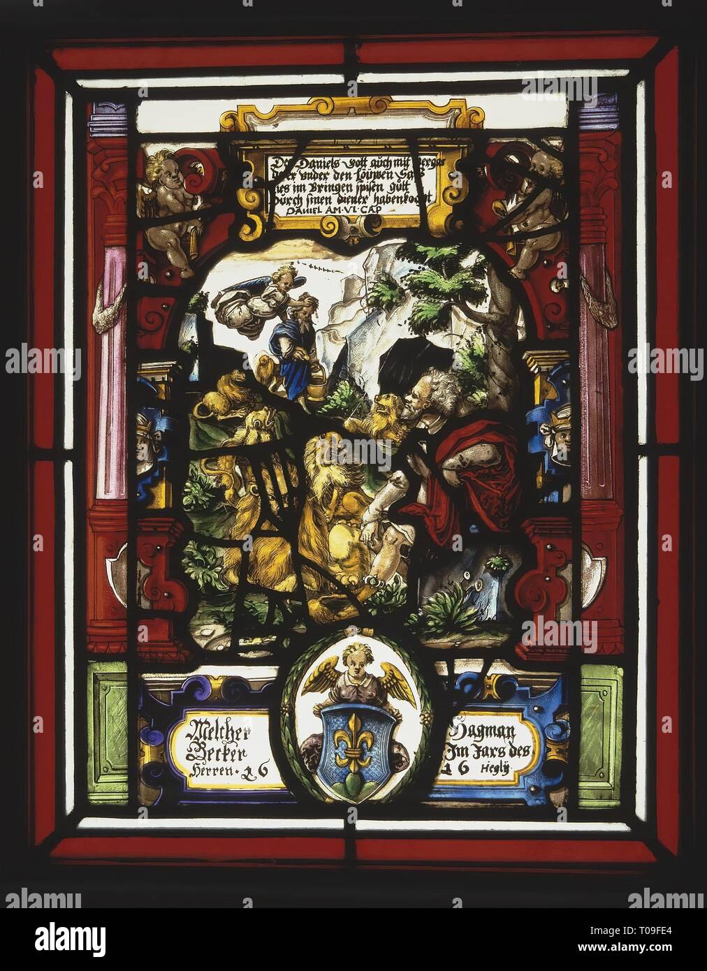 ''Daniel in Lion's Den''. La Svizzera, Winterthur, 1616. Dimensioni: 35,2x26,8 cm. Museo: Membro Hermitage di San Pietroburgo. Autore: Hans Jegli. Foto Stock