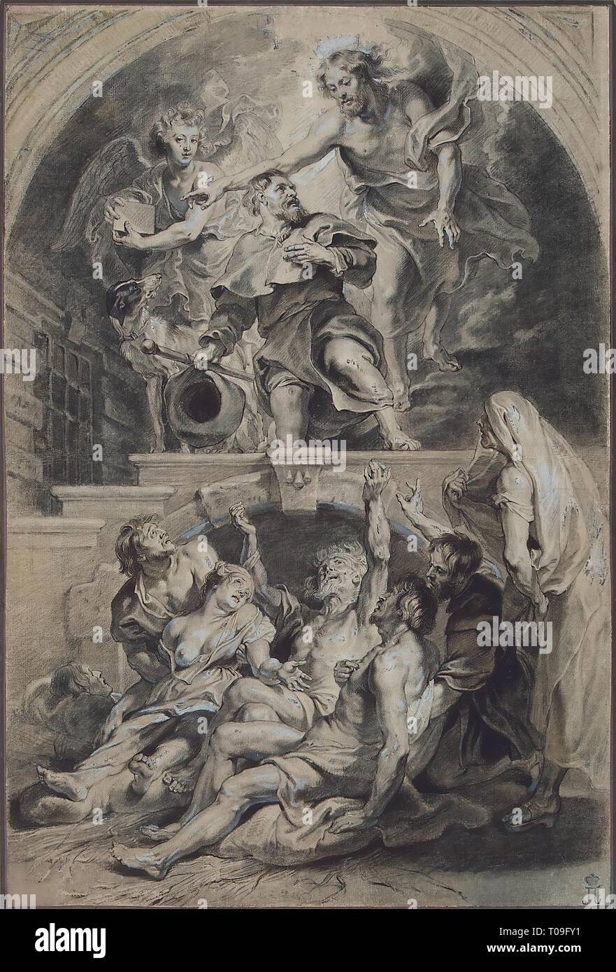 'St Roche, patrono dei lebbrosi'. Nelle Fiandre, circa 1625. Dimensioni: 52,6x35,8 cm. Museo: Membro Hermitage di San Pietroburgo. Autore: Peter Paul Rubens (Pietro Pauolo) (attribuito). Dopo Sir Peter Paul Rubens Paulus Ponzio. Foto Stock