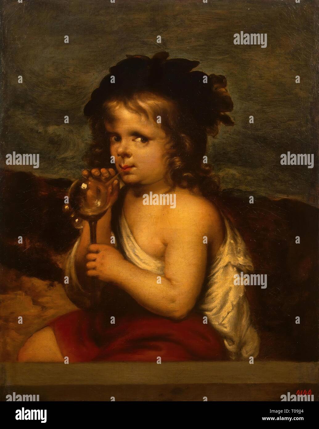 "Boy soffiando bolle di sapone". Spagna. Dimensioni: 73,3x58,6 cm. Museo: Membro Hermitage di San Pietroburgo. Autore: ALONSO MIGUEL DE TOBAR. Foto Stock