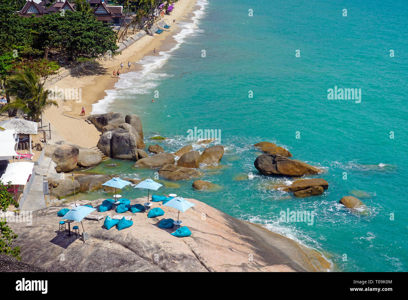 Der Lamai Strand auf Koh Samui, Golf von thailandia, tailandia | Lamai Beach, panoramica, Koh Samui, Golfo di Thailandia, Tailandia Foto Stock